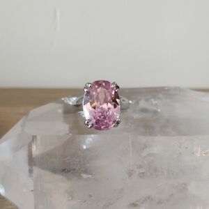 Elegant Pink Gemstone Cocktail Ring Size 10